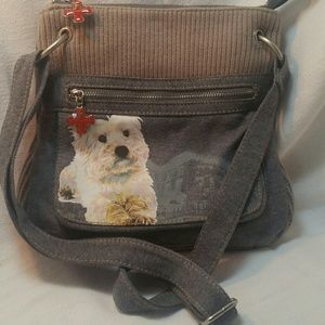 Gray fuzzy nation crossbow purse